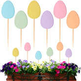 Romooa six-color wooden Easter egg garden stake brightens any path.