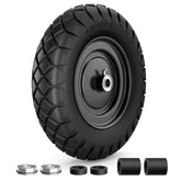 RONPOW 4.80/4.00-8 tire side view showing puncture-proof design for outdoor hauling.