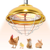 Roodike hanging coop heater front view with durable aluminum cover and mesh safety frame
