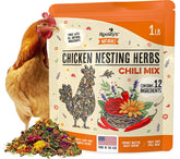 Roosty's Naturals Chicken Nesting Herbs Chili Mix in jar boosts coop aroma and treats