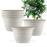 RooTrimmer 10 inch white planter with drainage holes for indoor outdoor greenery.