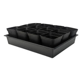 RooTrimmer 3.5-inch square pots top view for neat seedling organization.