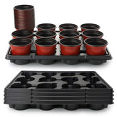 RooTrimmer 4in round nursery pots with tray for organized seed starting and easy transport