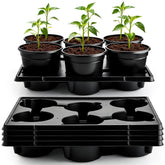 RooTrimmer 6-inch plastic pots with a tray for durable seed starting.