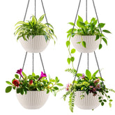 RooTrimmer 8-inch hanging planter with drainage holes for soil moisture control.