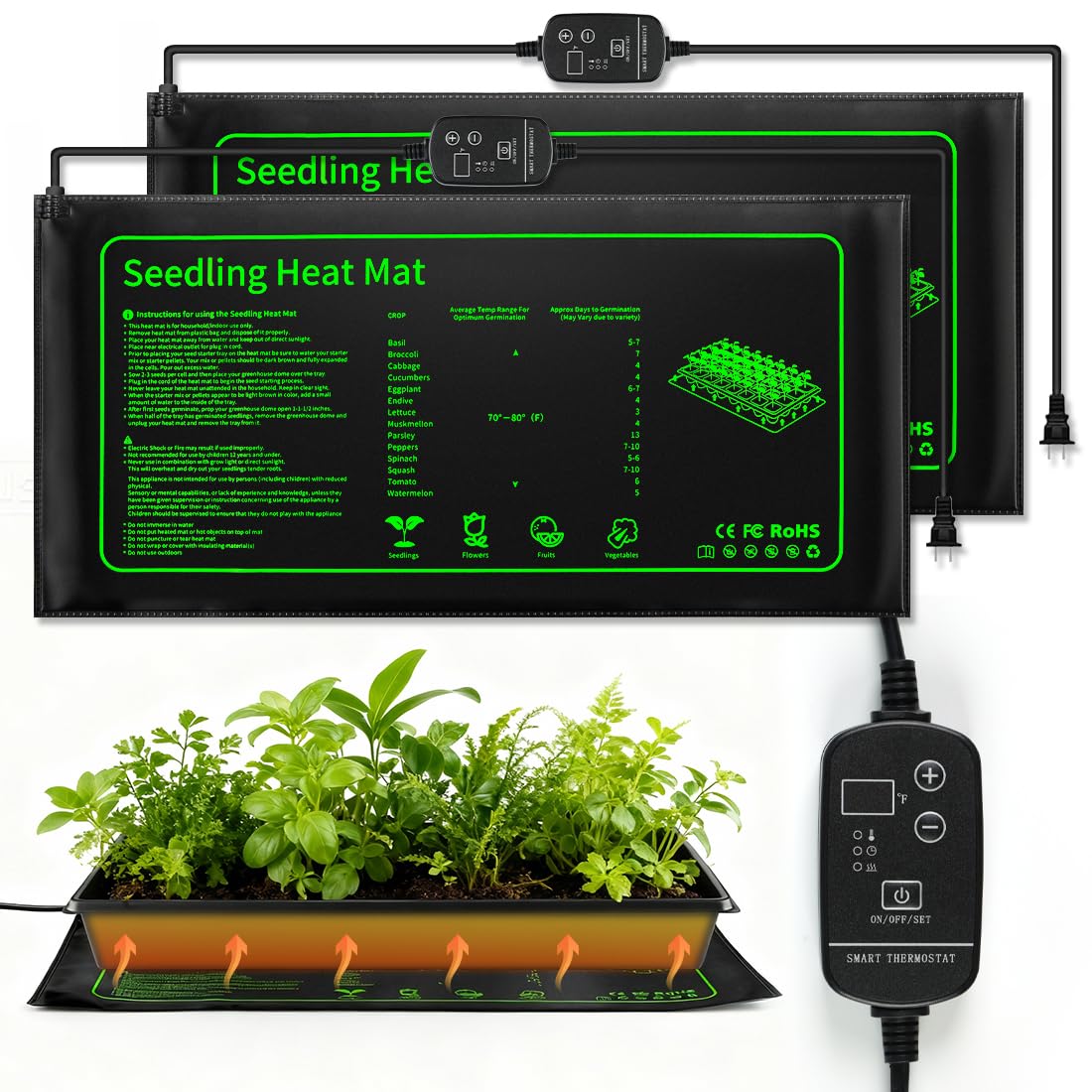 RooTrimmer heating mat on a seed tray delivering even germination warmth
