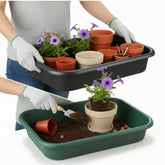 RooTrimmer extralarge capacity tray in black and green ideal for heavy pots and soil mixing