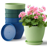 RooTrimmer blue textured 7.5-inch pot highlighting vibrant indoor decor use