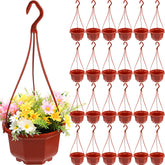 Roshtia brown hanging planter pots 24-pack for balcony greenery