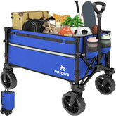 ROSONG collapsible wagon folded compact, easy to store in a trunk.