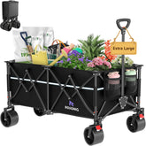 ROSONG collapsible wagon folded profile shown for compact storage and portability