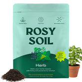 Rosy Soil Herb Mix bag front highlighting peat-free formula for vibrant herbs