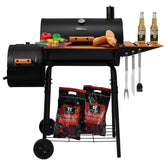 Royal Gourmet CC1624W barrel-charcoal-grill viewed from side for backyard gatherings