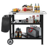 Royal Gourmet PC3404S table with stainless steel tabletop for durable outdoor meal prep.