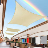 Royal Shade 12x12 beige shade sail closeup shows durable stitching for longevity