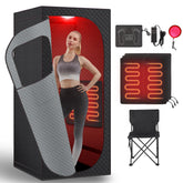 RRGFB sauna box with red light therapy for muscle relief and relaxation.