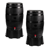 RTS 50-gallon eco rain barrel with flat-back design against a wall for space saving