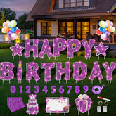 Rtshuok Happy Birthday yard sign with LED lights brightens outdoor celebrations