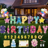 Rtshuok happy birthday yard sign with stakes for durable outdoor display