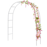 Rubfac 7.8ft metal wedding arch frame creates a grand ceremony entrance.