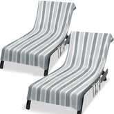 Ruikyhom lounge chaise cover gray 2-pack shows plush, cozy fabric for outdoor seating.