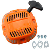 Ruma orange pull start assembly close-up showing durable cord for reliable starts