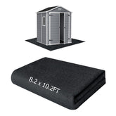 RUNZEG outdoor shed floor mat laid flat sized 8.2 x 10.2 ft for waterproof protection
