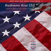 Rushmore Rose USA flag with embroidered stars for durable outdoor display