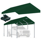 Rutile 10x20 carport top cover in green protecting a vehicle under the canopy