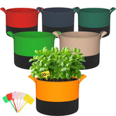 RVZHI 6-pack 20 gallon grow bags with handles for versatile vegetable gardening.