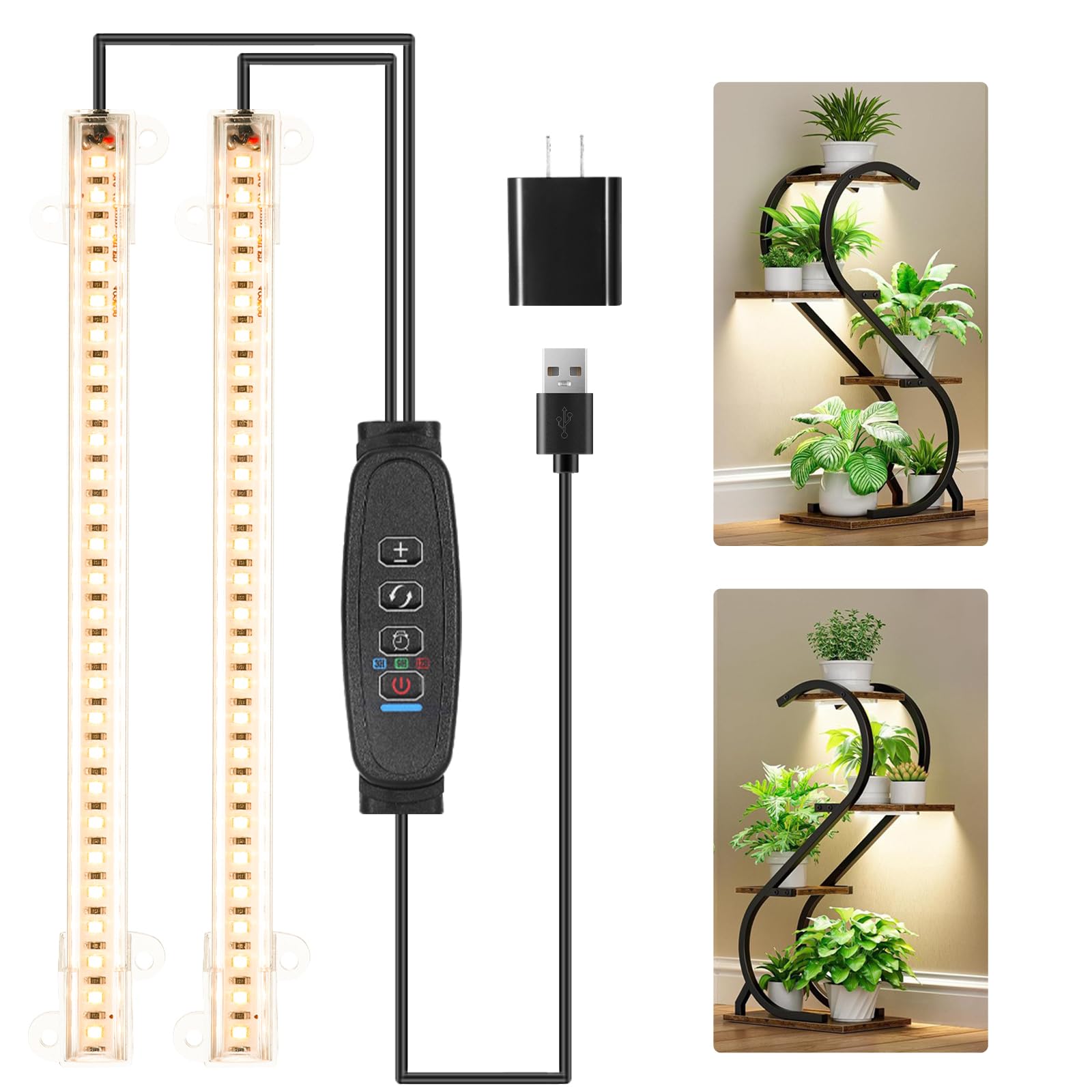 RWNTAO 8.6-inch mini LED grow light strip front view for compact indoor gardens.