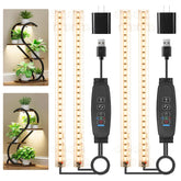 RWNTAO 8.6-inch mini two-strip grow light in a compact indoor setup for steady plant growth