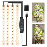 RWNTAO four-head 8.6-inch LED grow light strip setup brightens indoor plants.