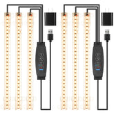 RWNTAO LED grow light strip with two 78-LED bars illuminating seedlings effectively