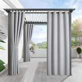 RYB HOME outdoor curtain front view in light grey blocks sunlight for patio privacy