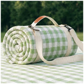 RYCHIC waterproof picnic blanket extralarge folded for easy transport.