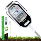 RYJNM 7-in-1 soil tester displaying moisture, pH and fertility for thriving garden.