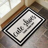 RYKEEN cute shoes doormat—front close-up in gray with non-slip texture for welcoming guests