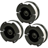 Rysnirs AF-100 3-pack spools for Black+Decker trimmers, ready for quick replacement.