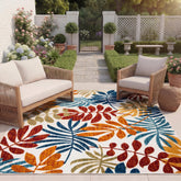 Safavieh Cabana outdoor rug with cream-red floral pattern, durable for patio use