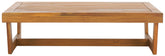 Safavieh Lynn outdoor coffee table slatted top in natural brown for patios