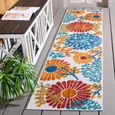 SAFAVIEH Cabana 2x8 runner in cream and red, easy to clean for outdoor spaces.