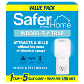 Safer Home indoor plug-in fly trap mounted in outlet for quick insect control.