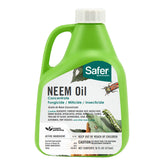 Safer Neem Oil Concentrate bottle ready for garden use to protect plants from pests.