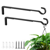 Saffruff 12-inch black hanging basket bracket for outdoors, provides a strong wall mount.