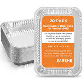 Sageme Weber drip pan for easy post-grill cleanup.