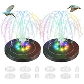 Saillong 2-pack solar bird bath fountain pump with six nozzles for versatile patterns.