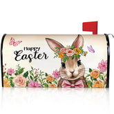 Saillong Easter mailbox cover shows a bunny with flowers to boost curb appeal.