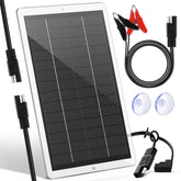 Saillong 2.5W solar panel powers 12V battery maintenance in a compact setup.