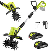 Saker cordless tiller compact design for tight garden spaces.